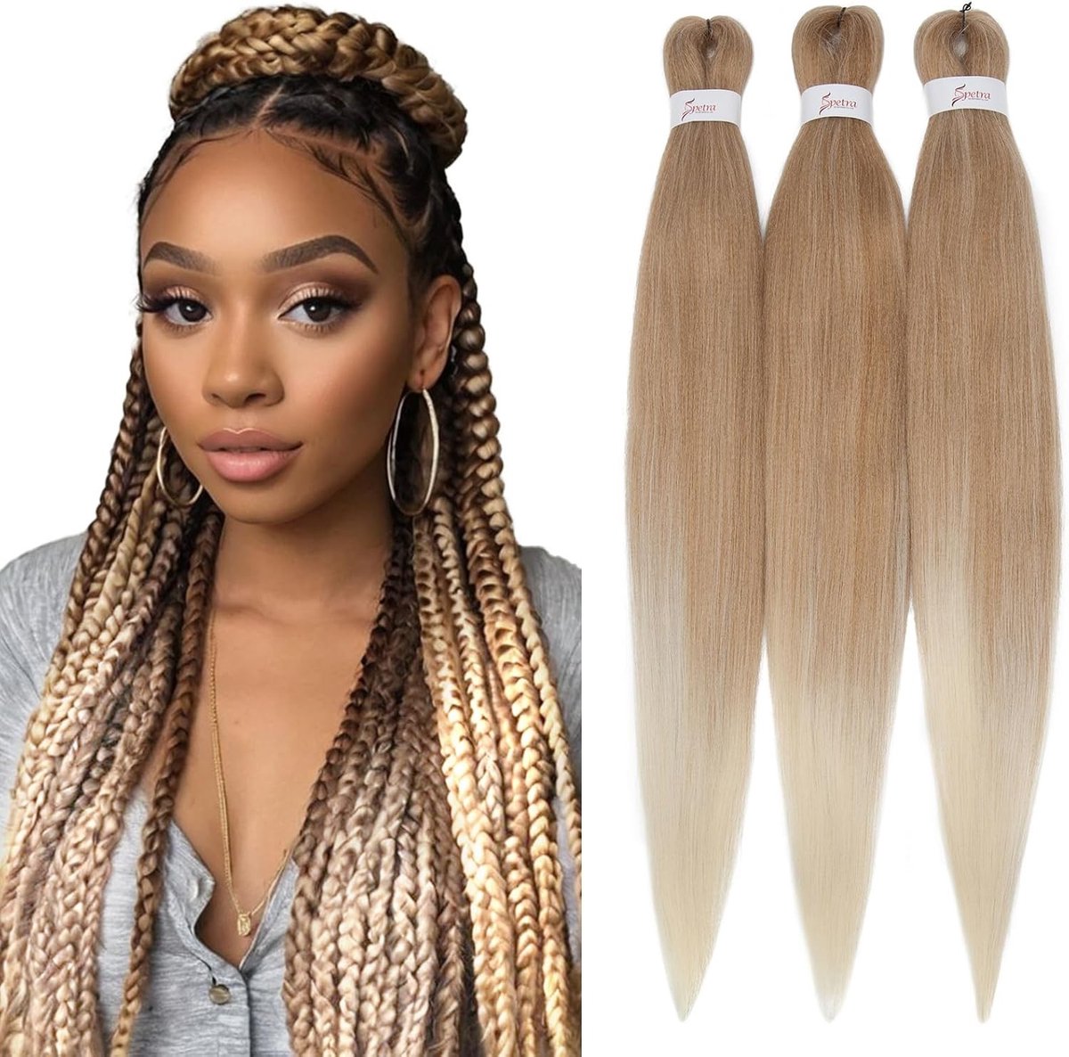 Long EZ Braids Pre-stretched Easy Braiding Haarextensions voor Box Braids en Ombre Yaki Textuur, 26 inch, 3 Pakketten, 270g, Perfect voor Vlechten en Hairstyling