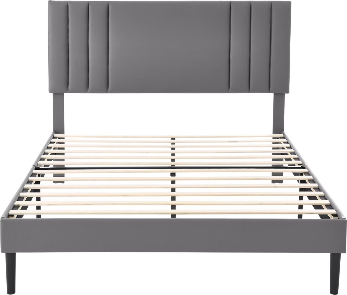 Happiq Gestoffeerd Eenpersoonsbed 140x200 cm Grijs – Bedframe met LED Verlichting Gray