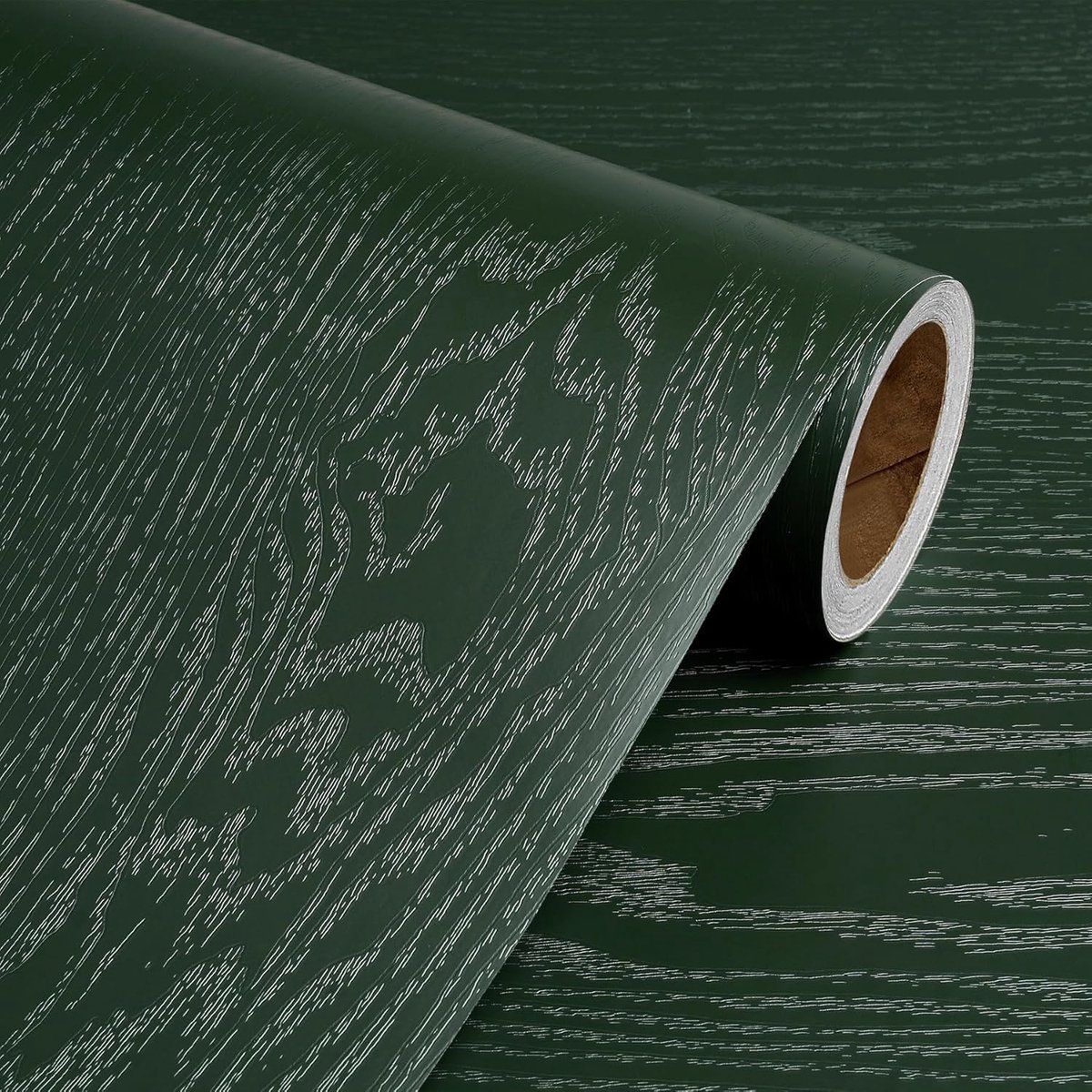 Donkergroen Hout Vinyl Wrap voor Meubels en Keuken Werkbladen, Waterdichte Houtnerf Behang, Muren Sticky Back Plastic Roll