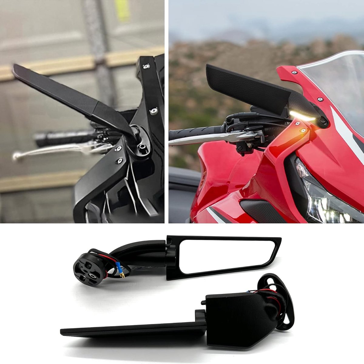 draaibare zijspiegel met geïntegreerde richtingaanwijzer voor Hon-da, Suzuki, BMW, Ya-ma-ha, Ka-wa-sa-ki, Aprilia CBR1000RR CBR600RR Hayabusa ZX-6R GSXR600 GSXR750