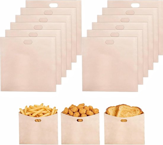 Foto: 12 stuks broodroosterzakken broodroostertas anti aanbaklaag herbruikbaar wasbaar voedselzak voor sandwich oven broodrooster 16 x 16 5 cm 