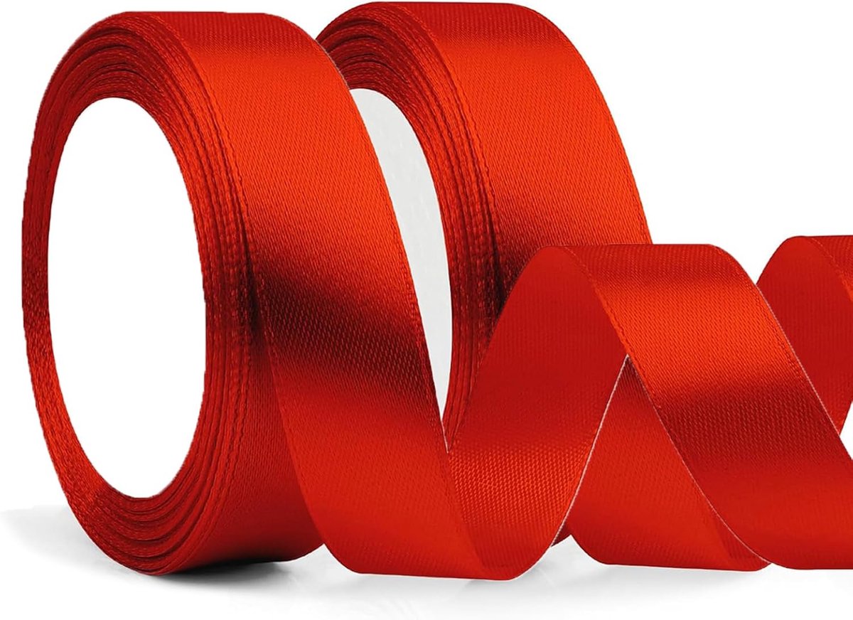 2 stuks rode band, 44 m cadeaulint, rood breed, 20 mm, rood lint, lint, doop, verjaardag, decoratie, geschenkverpakking