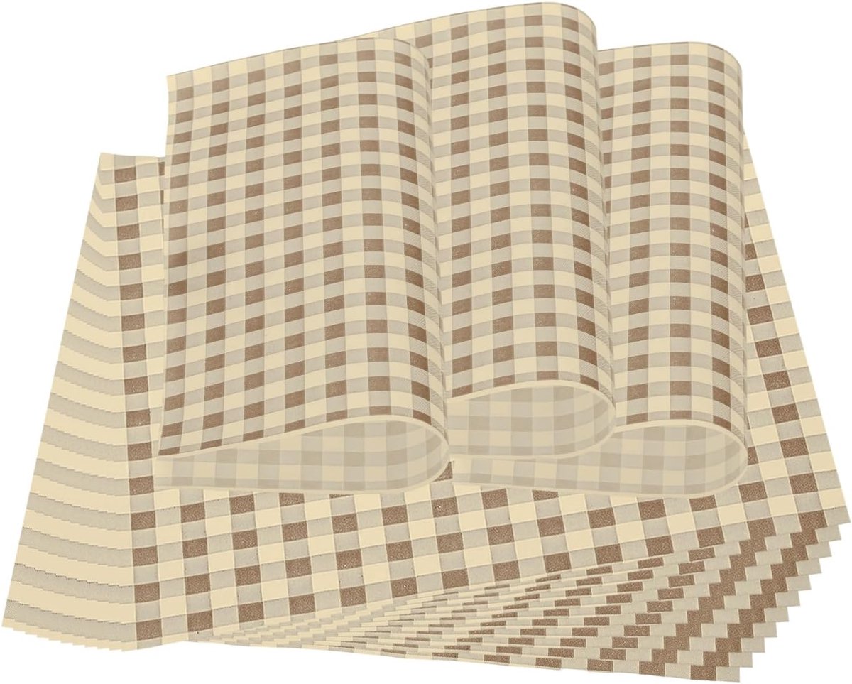 Vellen van waspapier voor voedsel, 100 stuks 9 x 9 vetbestendig sandwichinpakpapier, koffie en wit geruit voor broodjes, feestmandjes