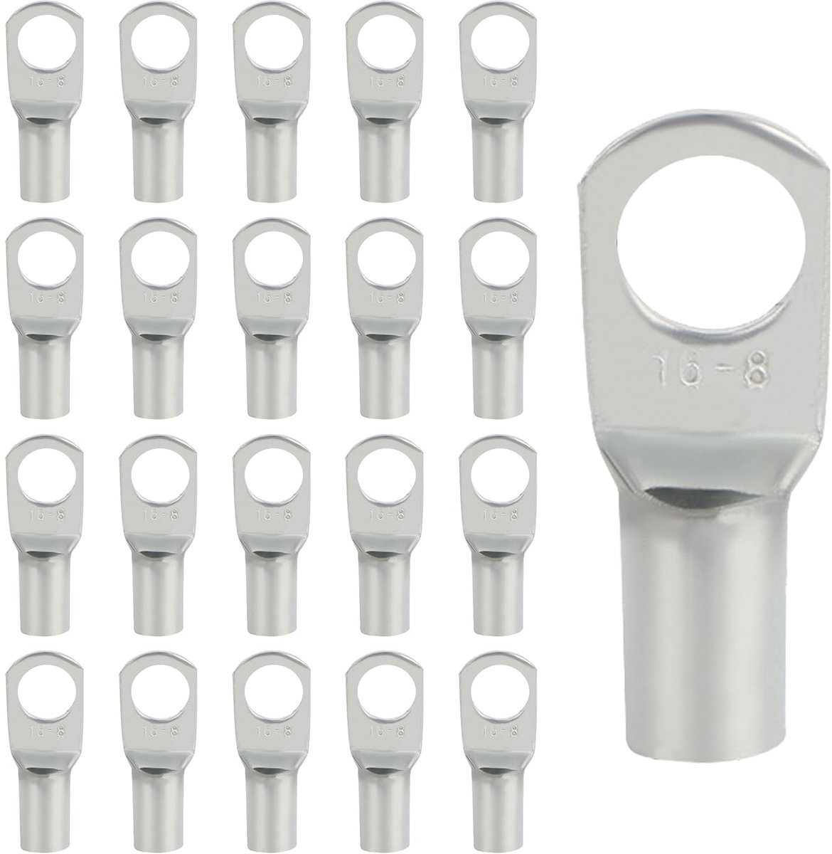 20 Kabelschoenen SC16-8, Vertind Koper, 16mm² M8 | Hoog geleidende buiskabelschoenen | Voor accu’s, omvormers, motoren, auto’s en elektrische installaties.
