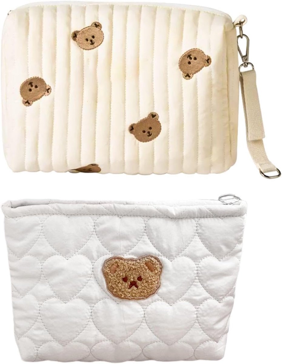 SnelShoppen - Pack van 2 Clutch - Mum Organiser - Verschoontas voor Kinderen - Moeder Tas met Rits - Draagbare Luiertas - Wit - Comfortabel en Duurzaa