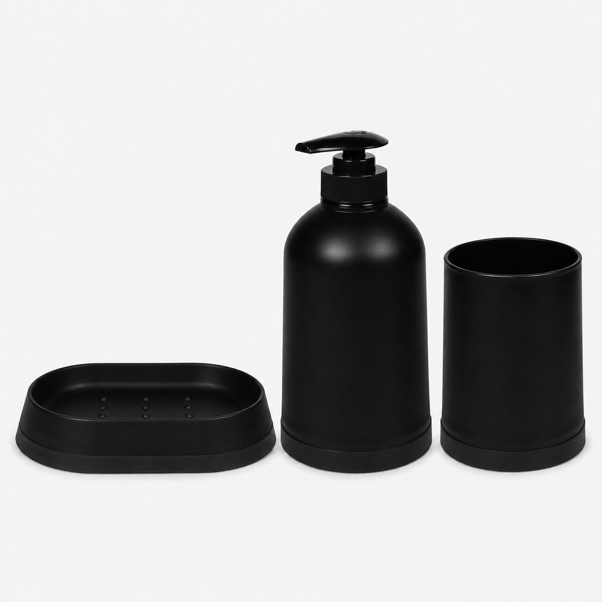 Badkamerset 3-delig met Zeepdispenser - Zwart - Moderne Wastafelset