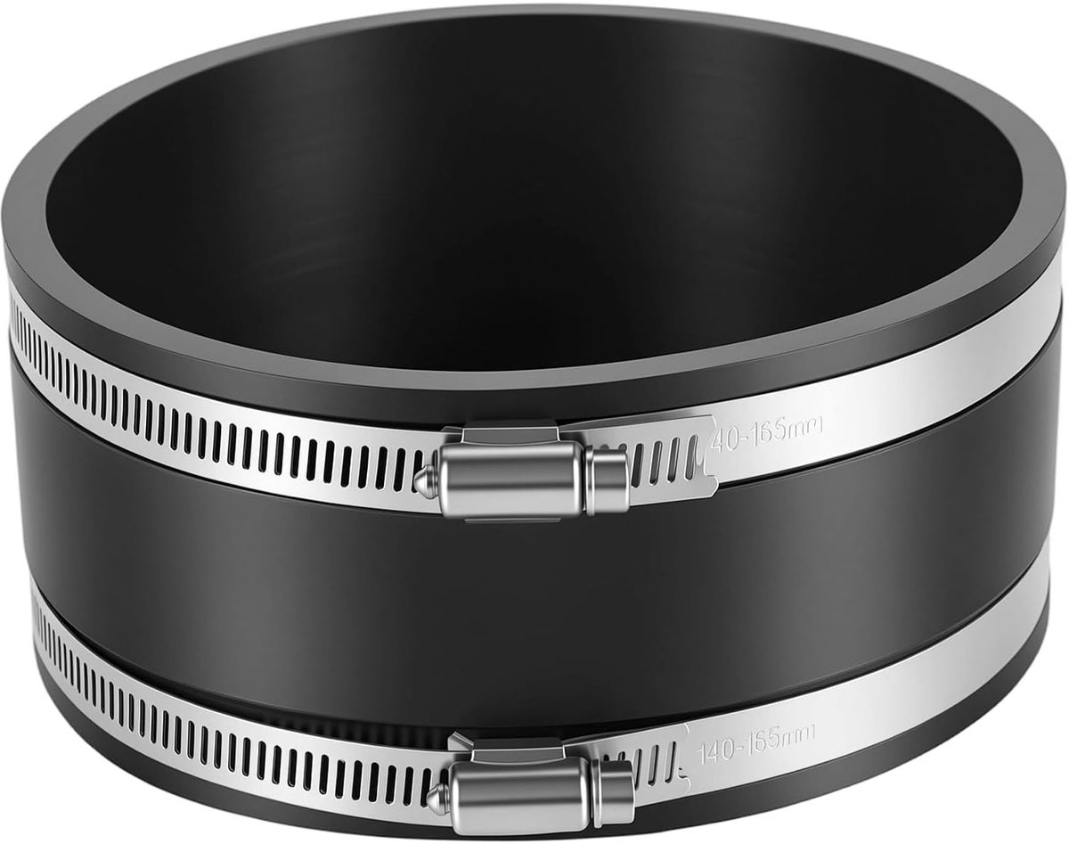 150 mm Flexibele Rubber Mof, met RVS Klemmen voor Buisventilator Koolstoffilter Ventilatiesysteem Ventilatie Ronde Buis Luchtkanalen Stijve Buis Stalen Buis
