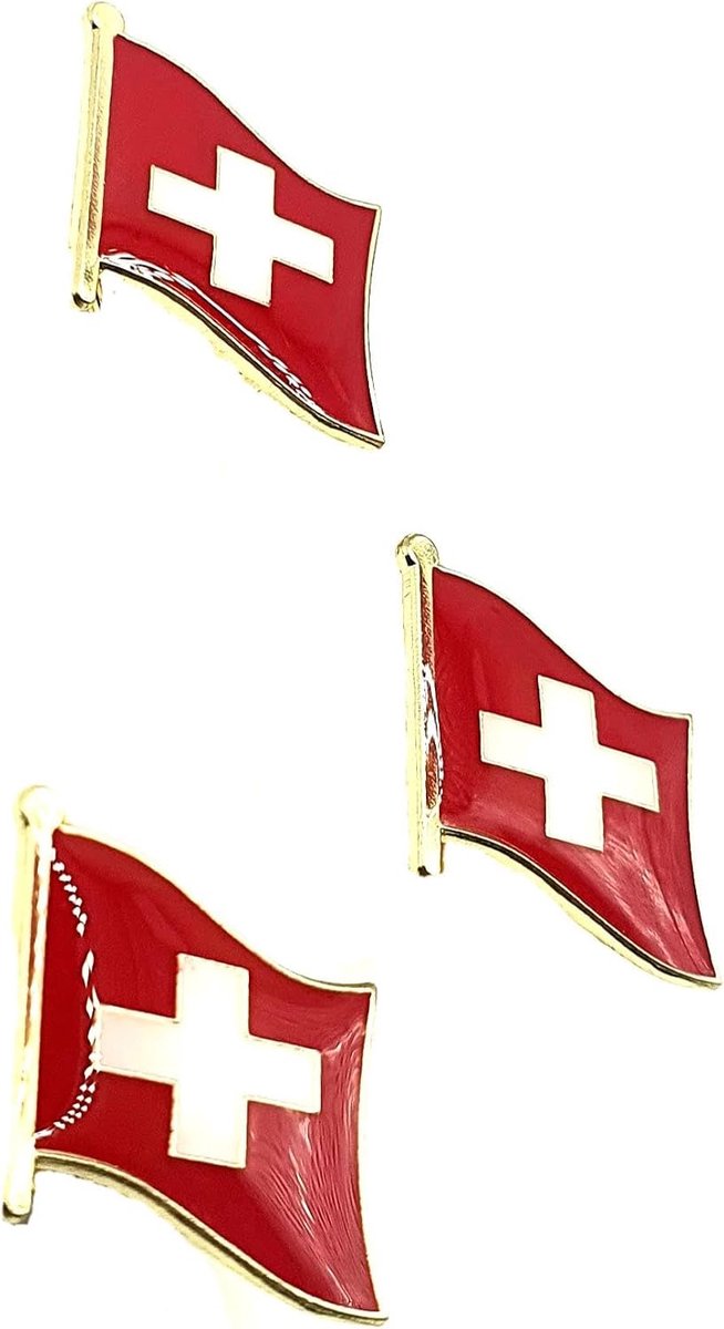 Zwitserland Europa metalen emaille land vlag pin badge Pack van 3, Eén maat, Metaal