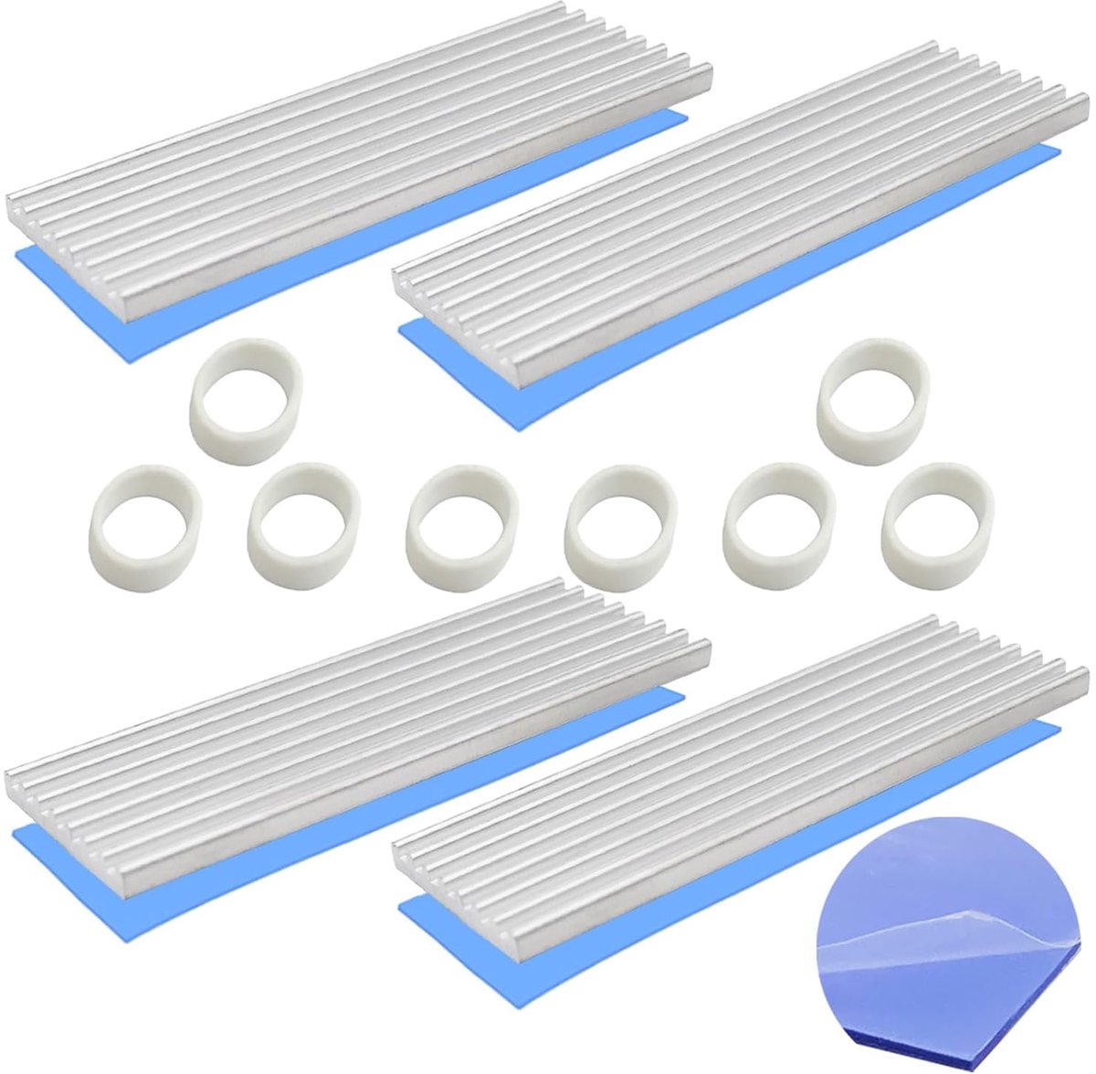 M.2 koellichaam, 4 stuks, 70 x 22 x 3 mm, zilver, M.2 SSD koellichaam, aluminium koellichaam, met siliconen warmtegeleidingspad voor M.2 2280 SSD
