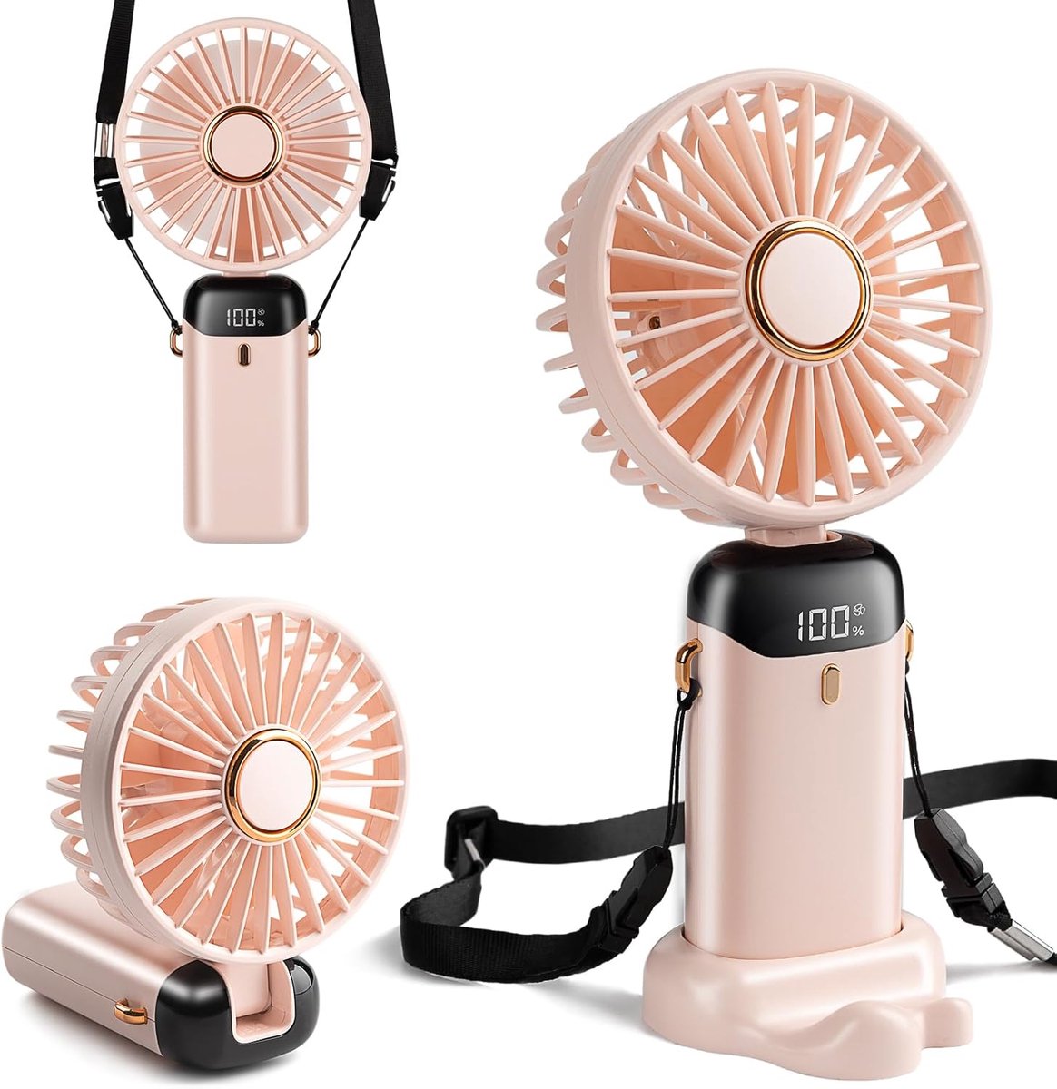 Mini handfan Type-C oplaadbaar - 4000mAh batterij - digitale weergave - 5 snelheden voor koel comfort - ShopVlot
