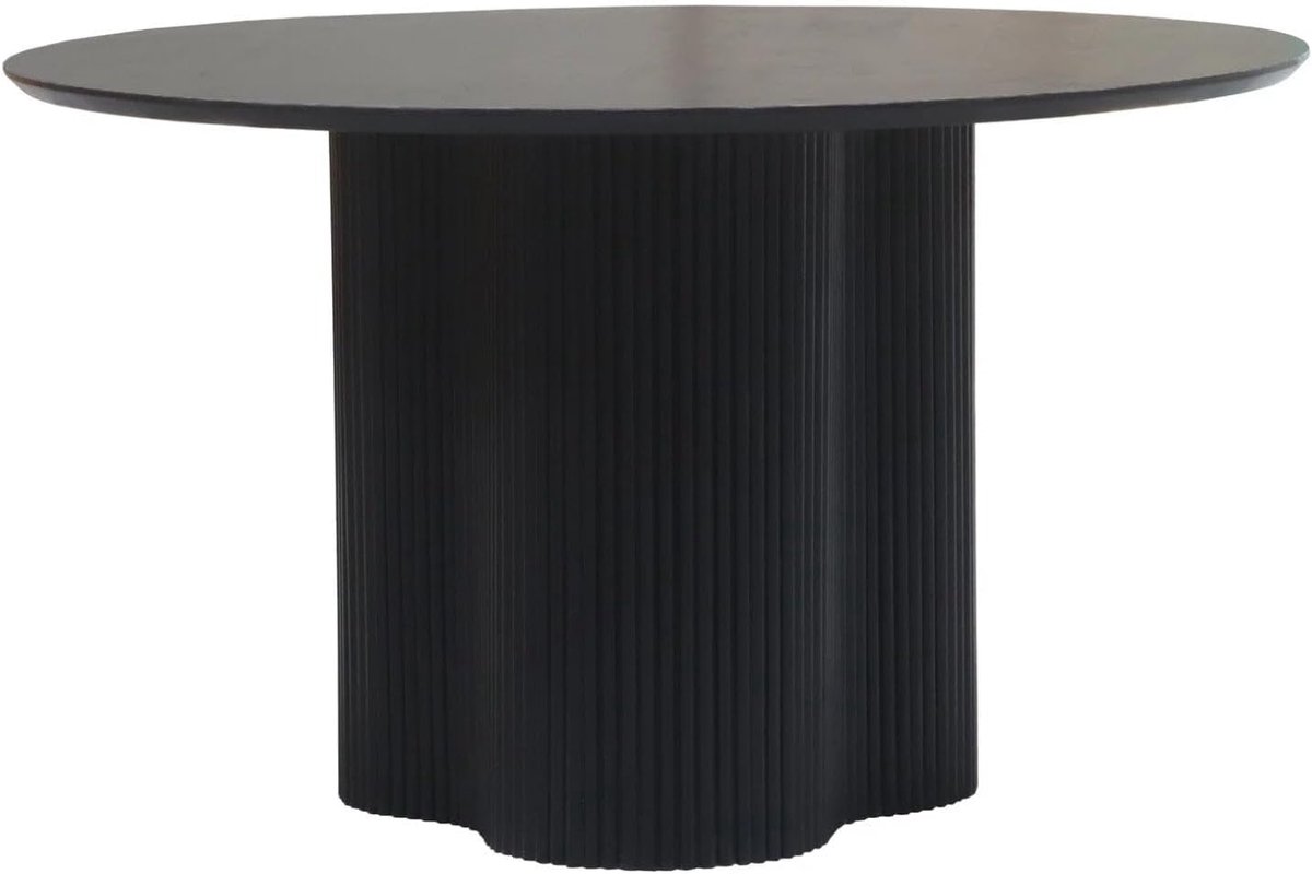 Eettafel Japandi rond duurzaam mangohout Demi 130cm zwart organische eettafel