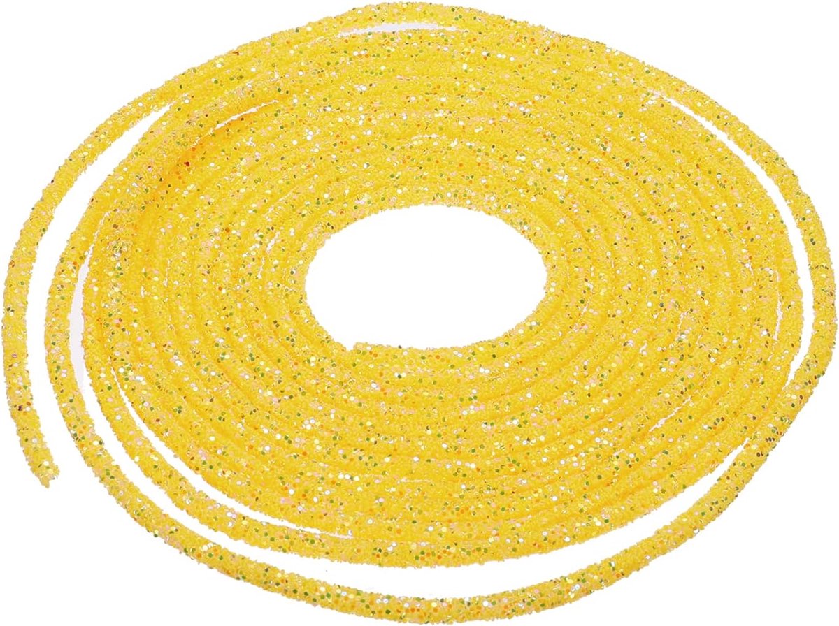 6 yards parelkoord, glinsterend koord, pailletten, met strass, voor bruidsjurken, sieraden, kostuums, veters, lichtgeel