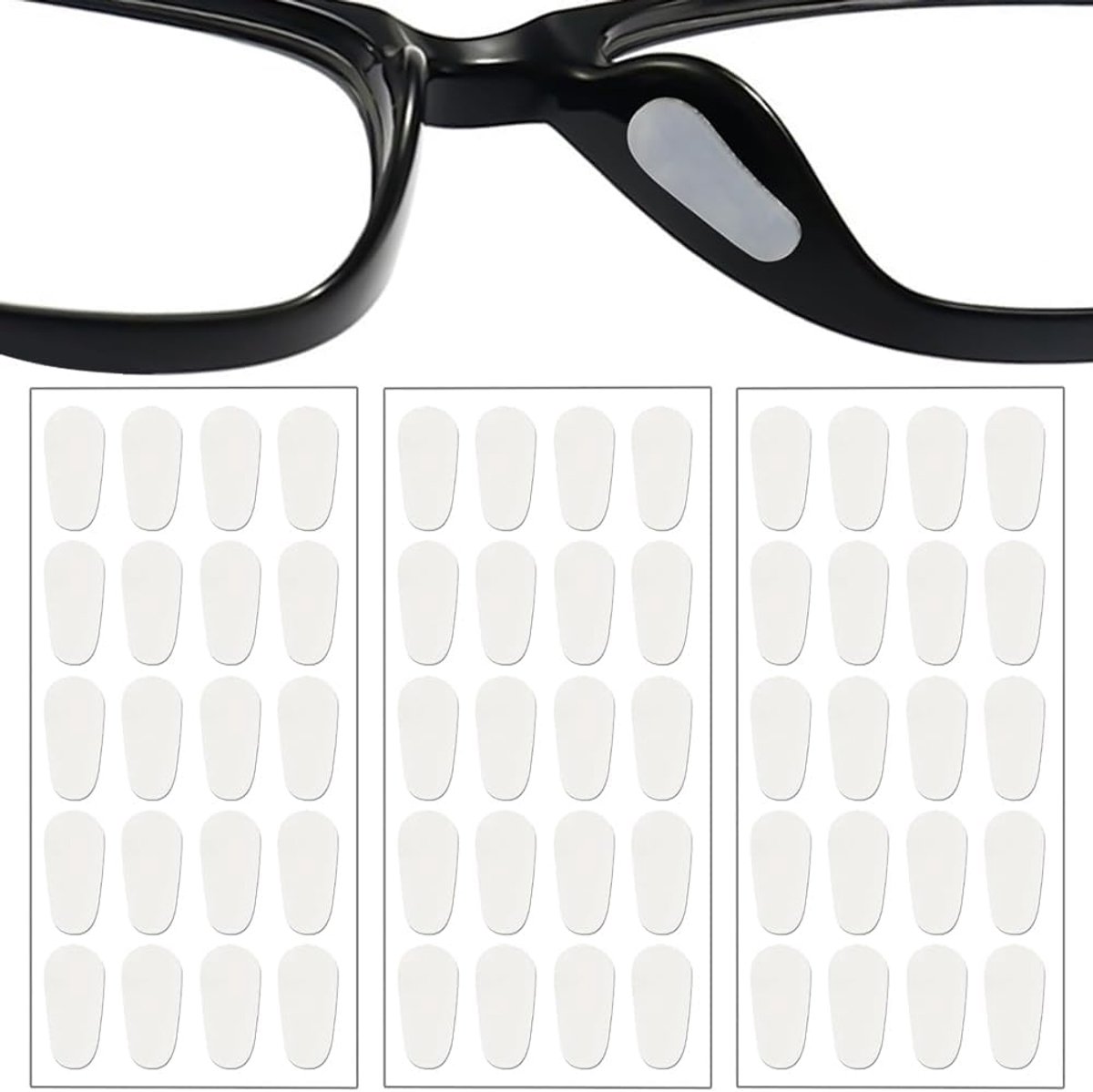 30 paar siliconen neuspads, 1,0 mm neuspads, bril, zelfklevend, antislip, zelfklevende neuspads, antislip neuspads, bril voor brillen (zwart)