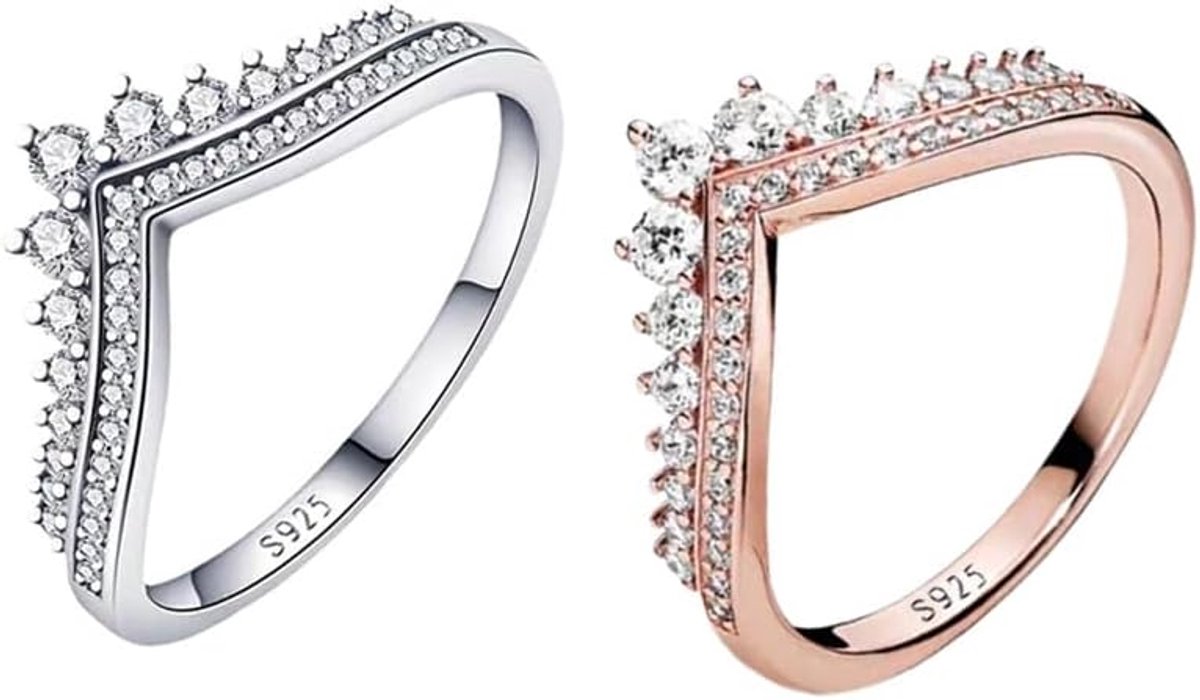Ringen kroon zilver 925 ringenset kubische zirkonia ringen goud jubileum belofte verloving bruiloft sieraden bruids ring met diamant voor vrouwen en meisjes