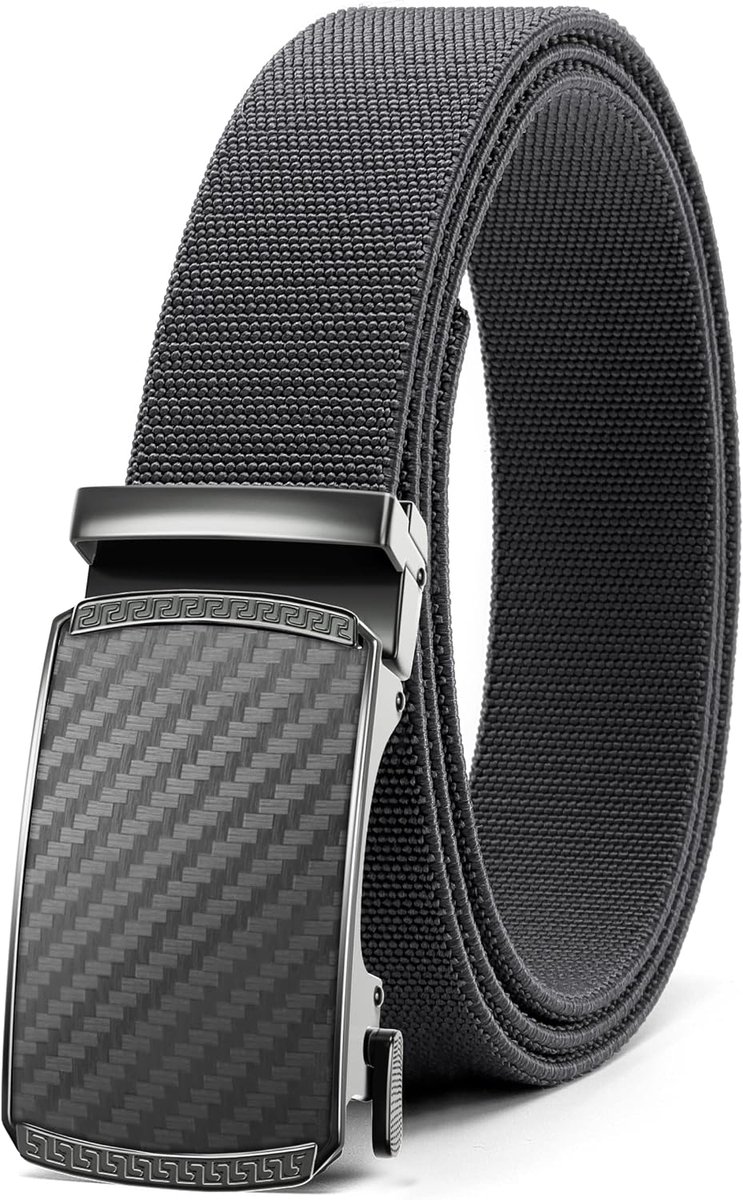 Elastische Herenriem, Stoffen Werkriem zonder Gaten, Stretch Riem voor Heren voor Golfbroeken, Casual Shorts en Jeans, Carbon – Grijs, 125cm (maat 100-110cm / 38"-41")
