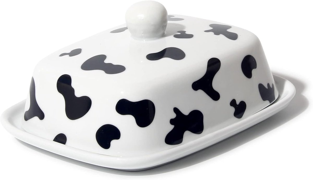 Botervloot, hoogwaardige boterbel van keramiek, boterschotel voor alle gangbare boter (250 g), boterschaal porselein (koeien)