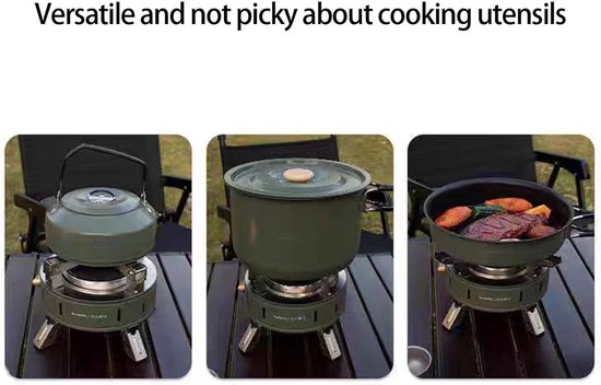 Camping Stove - Outdoor Burner - Wilderness Cooking - Windproof Split Design - 20 x 20 x 11 cm - Silver van Camping — afbeelding 5