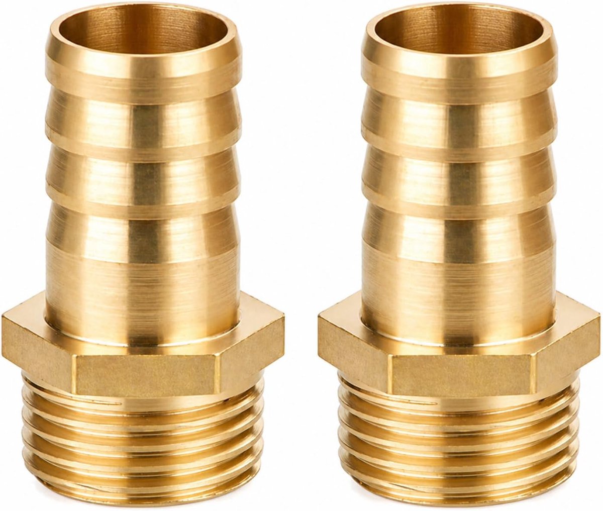 2 stuks 19 mm messing slangtuit slang weerhaak fittingen, 3/4 inch slangnippel connector messing, buisadapter, slangtuit voor water, gas, lucht