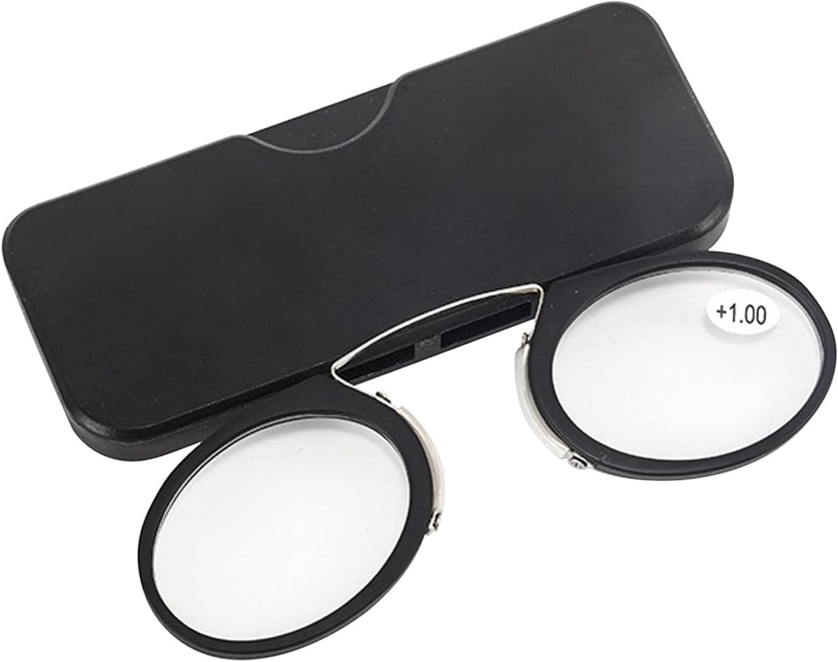 Leesbril 2.0 dioptrie voor dames en heren, monoculaire leeshulp, mini-neusclip, randloze leesbril
