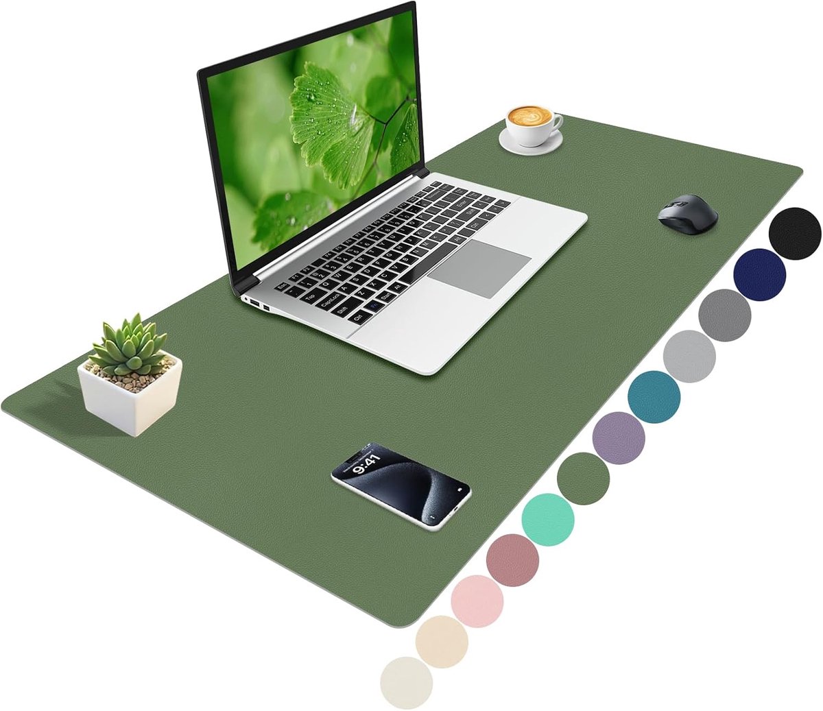 Desk Pad 100x40cm - Olijfgroen - Perfect voor je Werkruimte