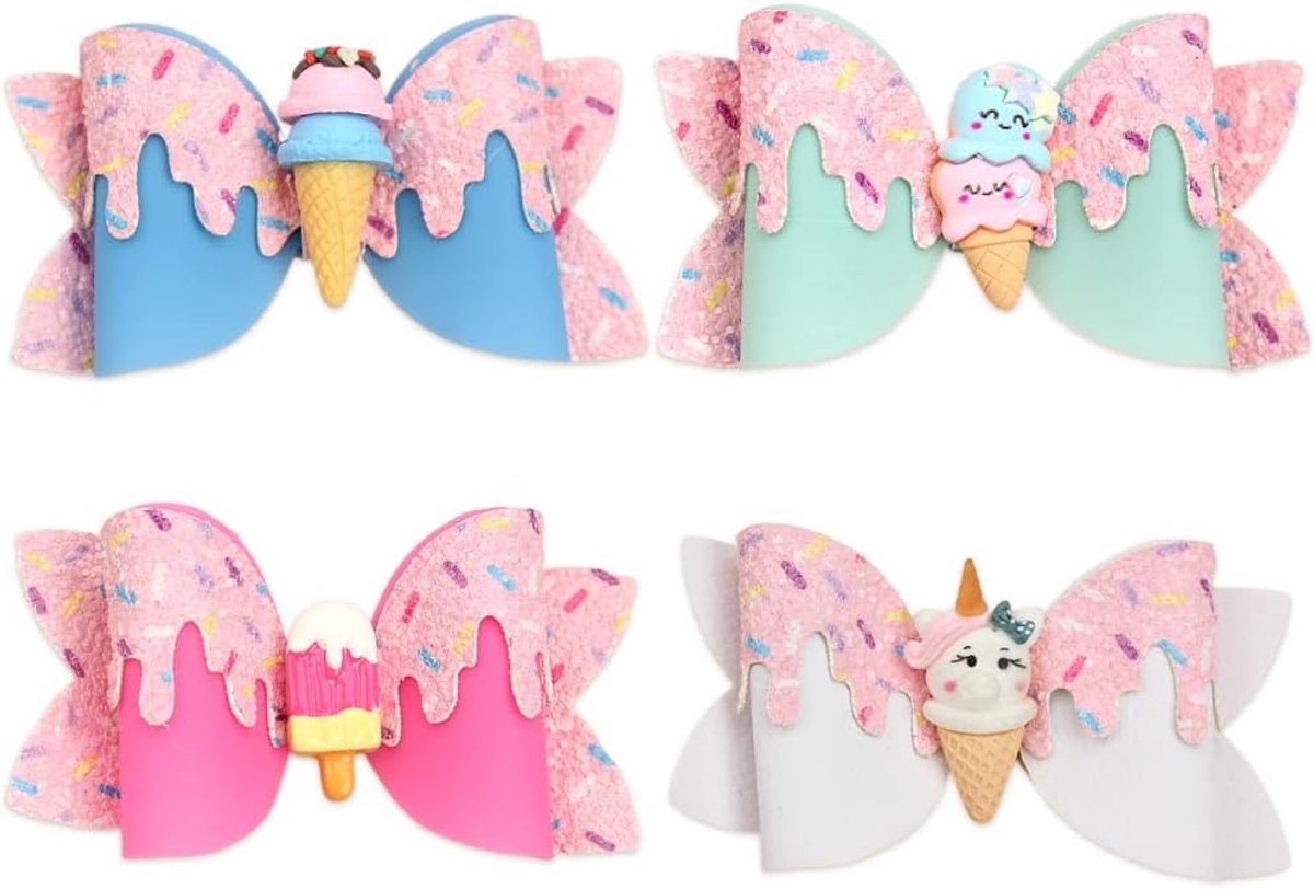 Clips glitter lederen haargrepen ijs haar boog barrette zomer kleurrijke strik krokodillenklemmen voor meisjes vrouwen verjaardagsfeestje benodigdheden (kleur B)