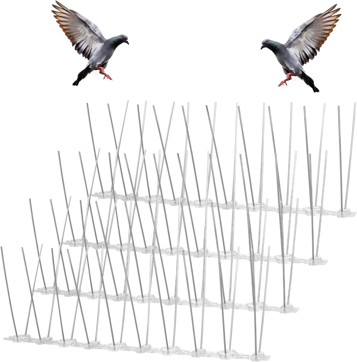 Effectieve Vogelspikes van RVS voor het Afschrikken van Duiven en Kleine Vogels - Anti-klim Beveiliging voor Muren en Hekken, Bescherming tegen Crows en Reptielen (4 Stuks)