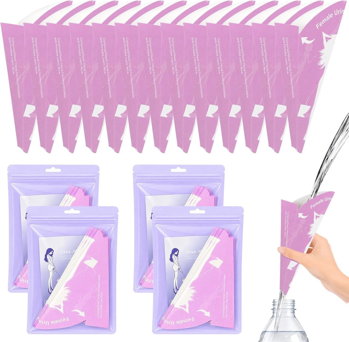 30-Delige Wegwerpurinoirset voor Vrouwen, Staand Urinoir voor Vrouwen, Wandelaccessoires en Reisgadgets, Urinoir voor Wandelen