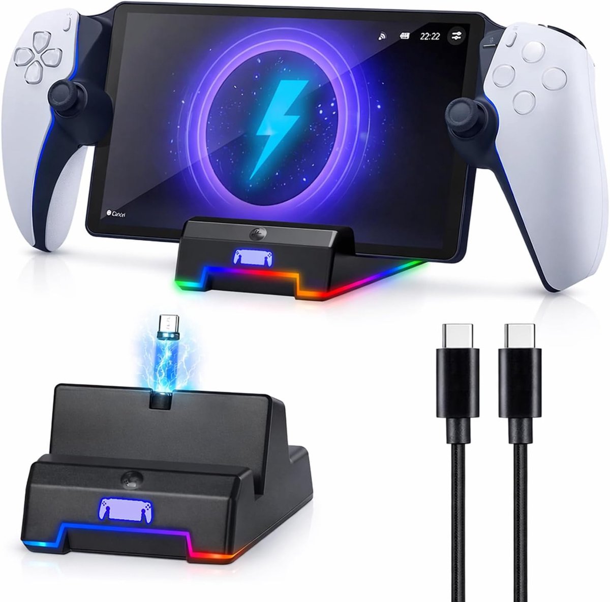 SnelShoppen - Oplaadstation voor PS Portal Afstandsbediening, Dock Station Lader, Accessoires, Compatibel met PS5 Portal Adapter, Oplaadstation Play 5