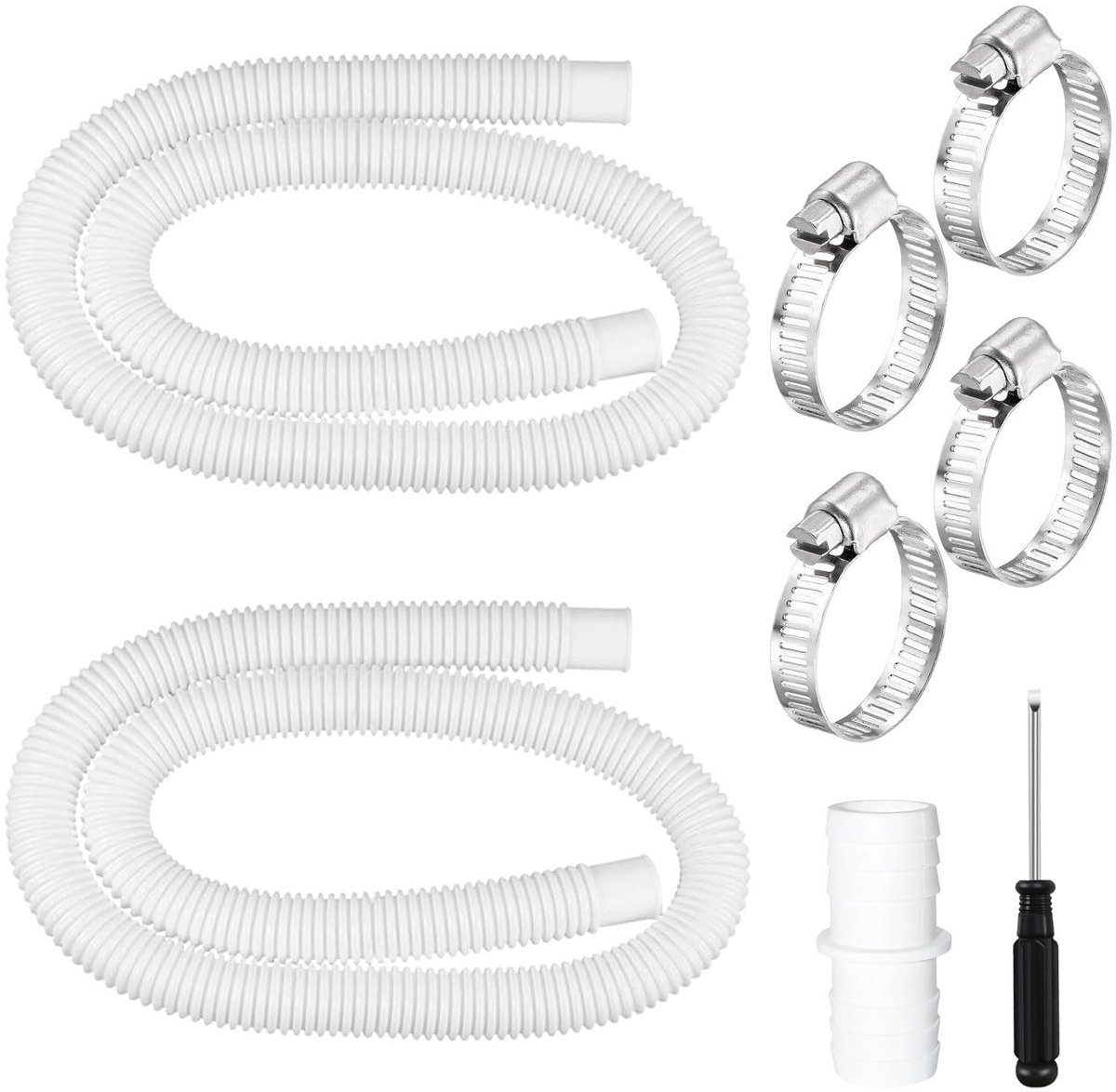 Omgoods- Zwembadslang 32 mm - 2 Stuks 150 cm - Slang voor Zwembadpomp - Slangverbinder - Beveiligingsclips - Geschikt voor Filterpomp - Poolslang