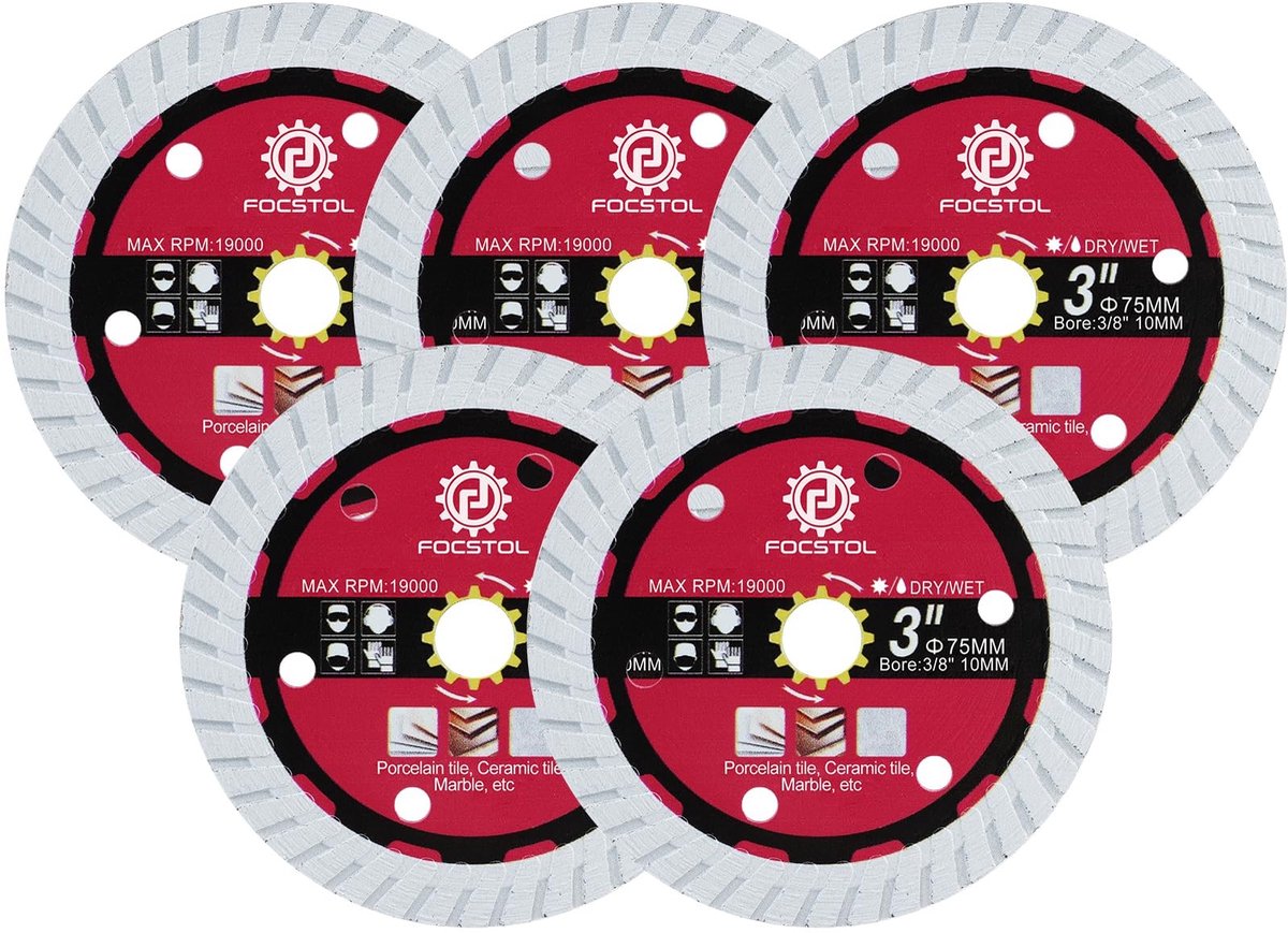 Omgoods - Diamantdoorslijpschijf voor Keramische Tegels, 5 Stuks, 75 mm