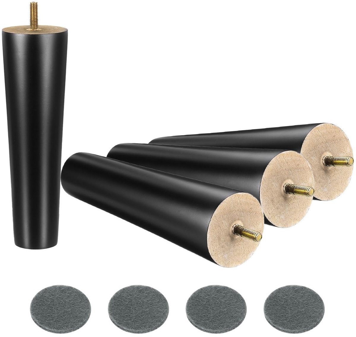 Omgoods - 4 Stuks Houten Meubelpoten 20cm Zwart