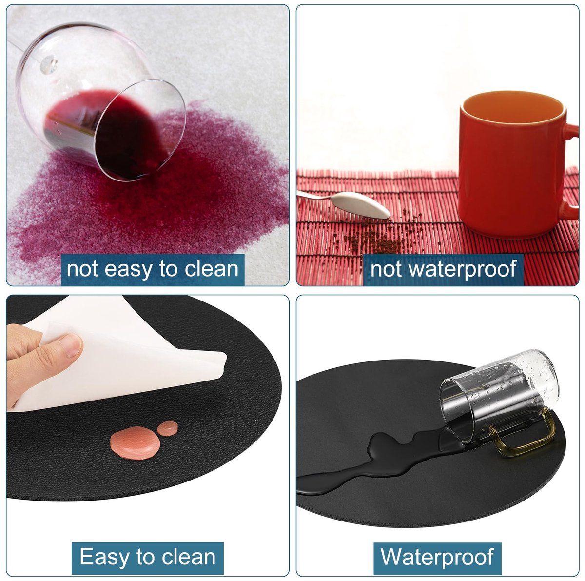 Omgoods - Set van 4 Faux Leather Onderzetters - Waterdicht en Hittebestendig voor Eettafel