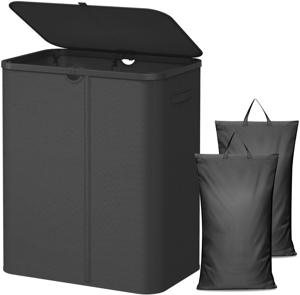 Omgoods - Grote Wasmand met 2 Compartimenten en Deksel, 165L