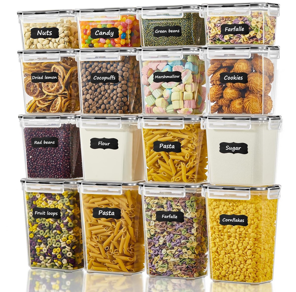 Omgoods - Set van 16 Voedselopbergdozen voor Keuken
