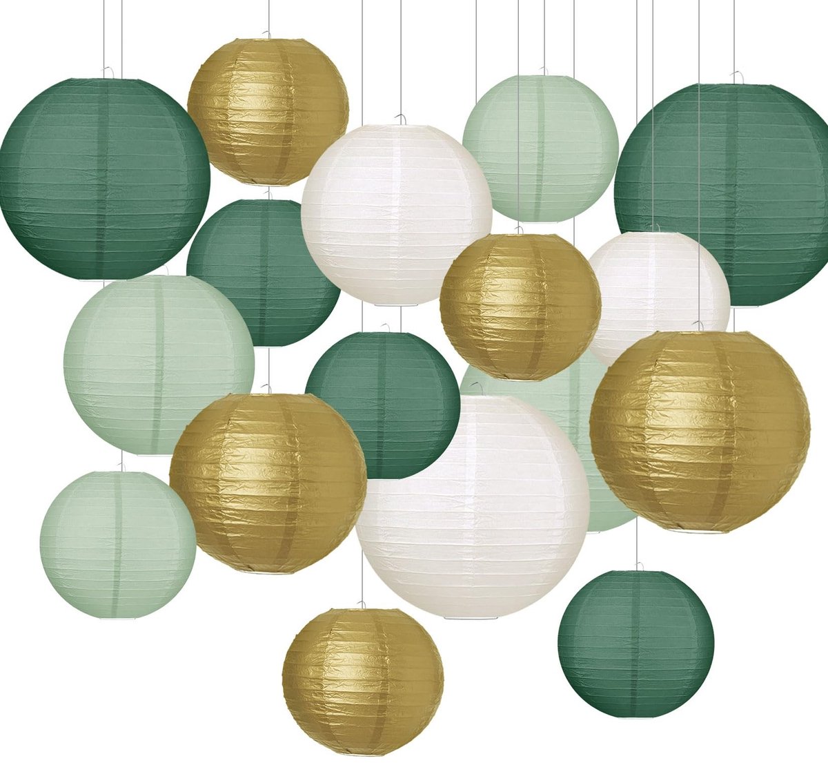 Omgoods - Papieren Lantaarns in Saliegroen voor Decoratie