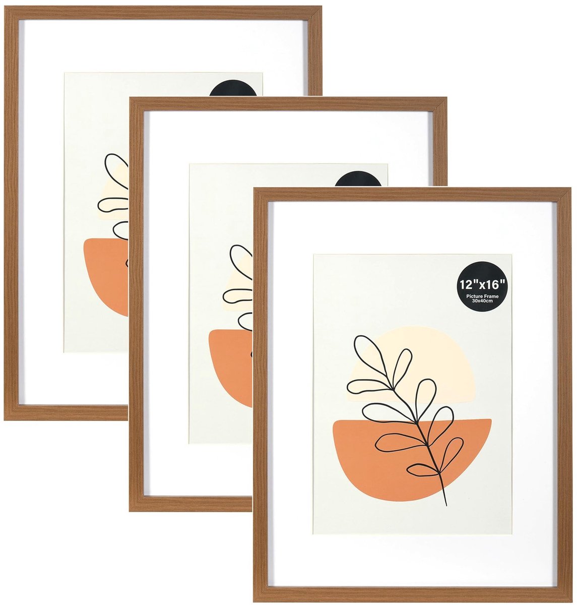 Omgoods - Set van 3 Bruine Fotolijsten 30 x 40 cm met Acryl Glas