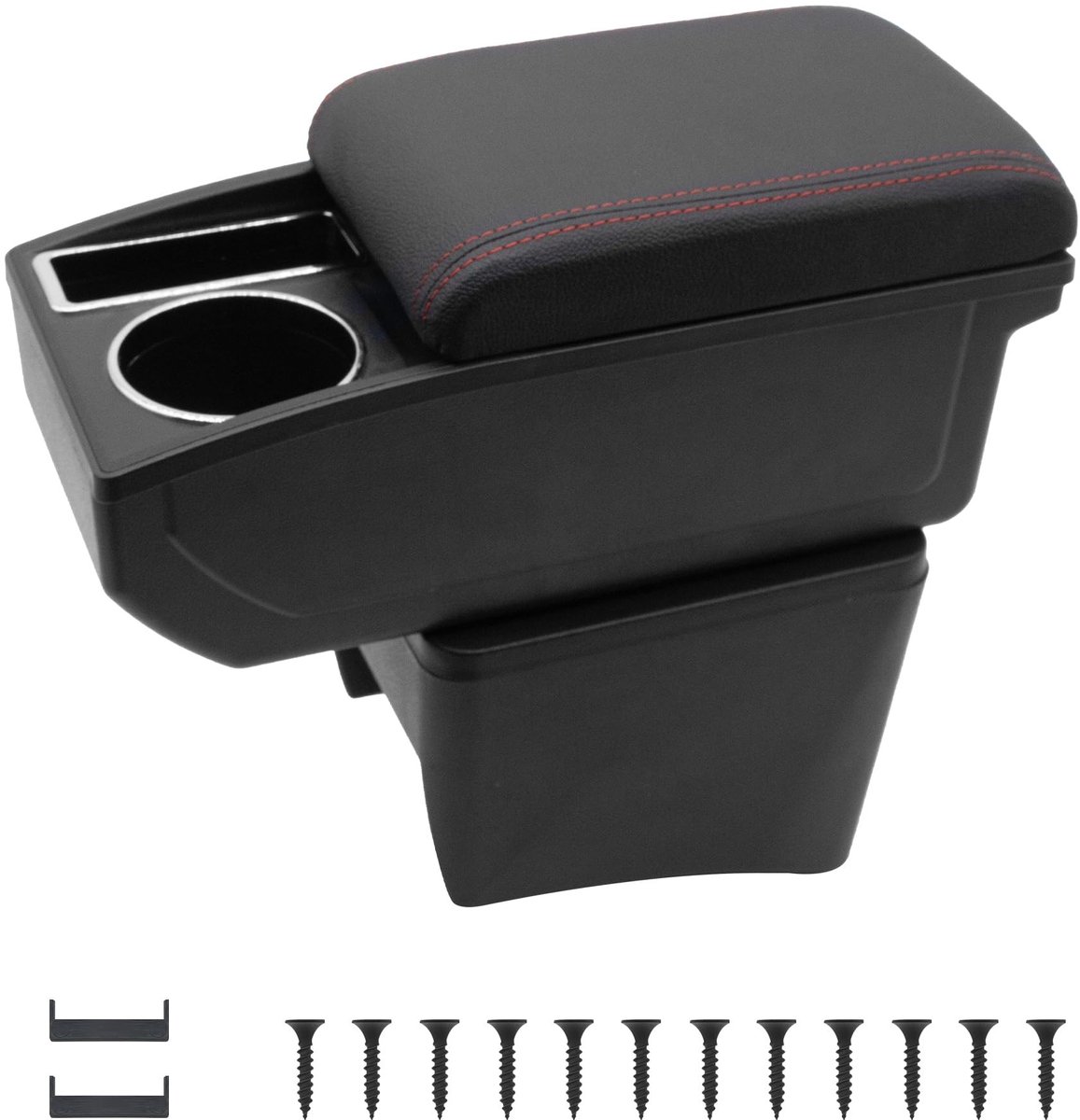 Omgoods - Armsteun voor VW Polo Vento 2010-2017 met Dubbele Opbergruimte en Bekerhouder