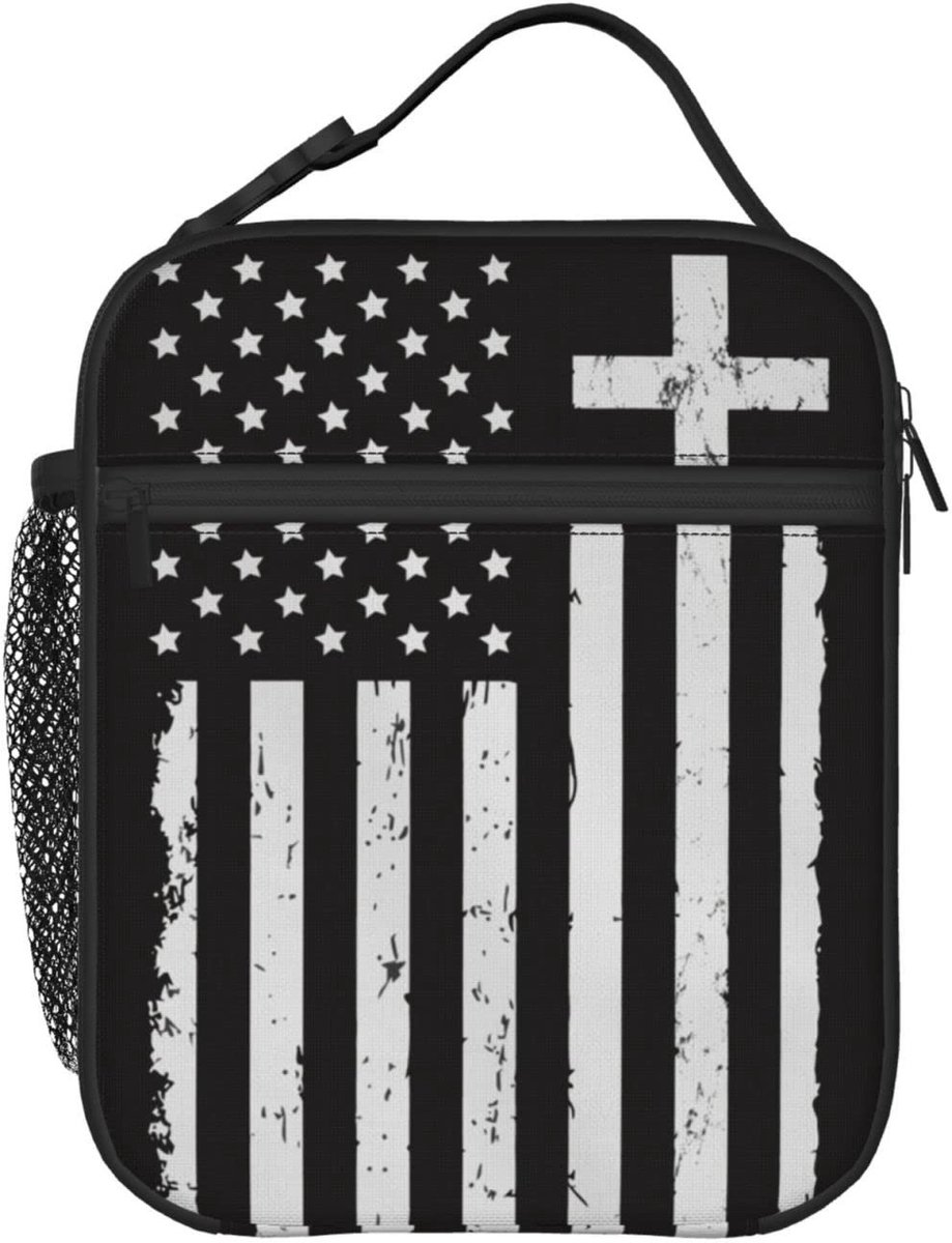 Omgoods - Herbruikbare Lunchtas met Amerikaanse Vlag - Geïsoleerde Tote Lunch Box voor Werk en Picknick