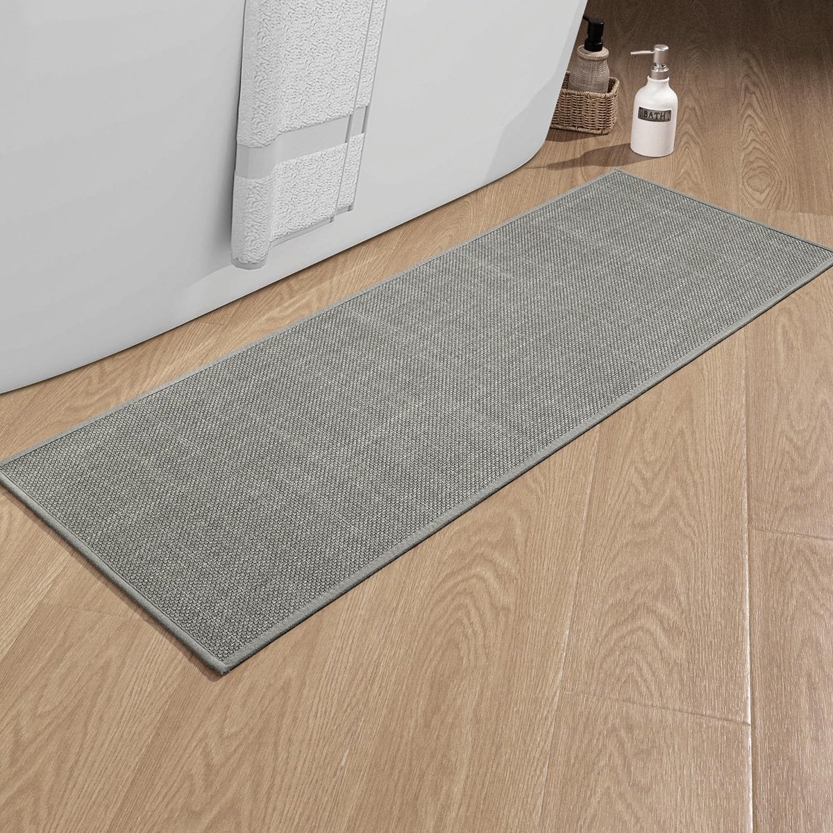 Omgoods - Non-Slip Badmat met Rubber Onderkant, 43 x 120 cm, Grijs