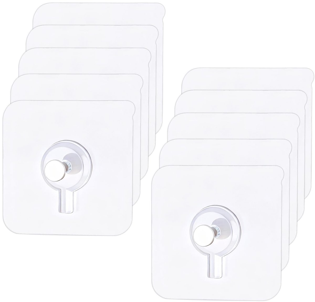 Omgoods - Set van 10 Zelfklevende Wandhaken Transparant - Max 2kg