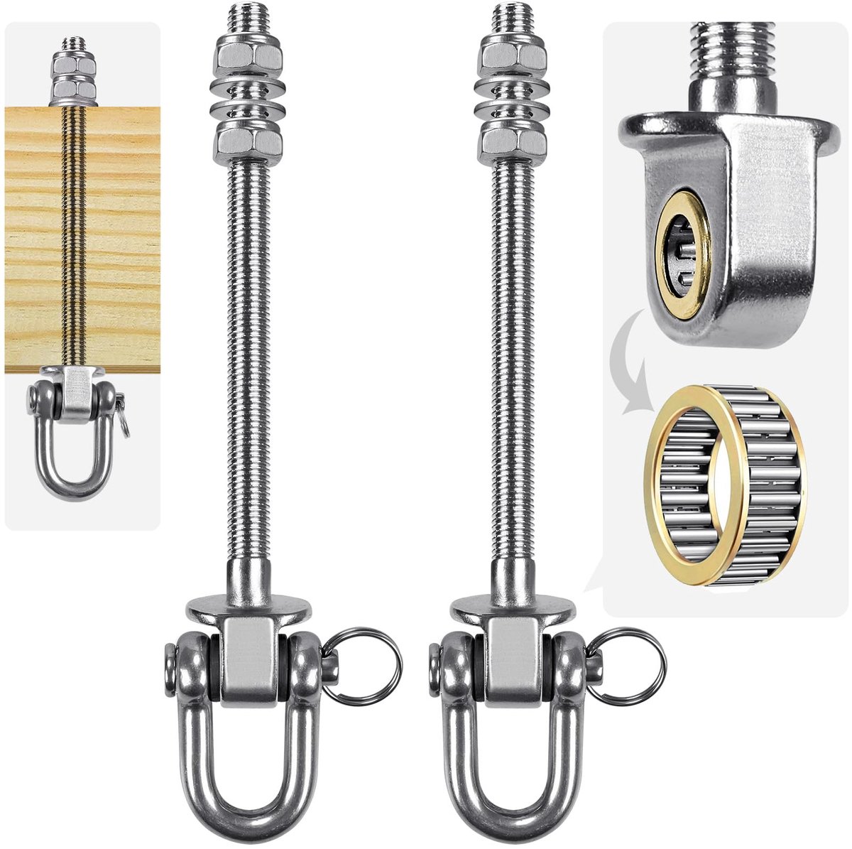 Omgoods - Set van 2 Plafondhaken - Zware Schommelhaken van Roestvrij Staal