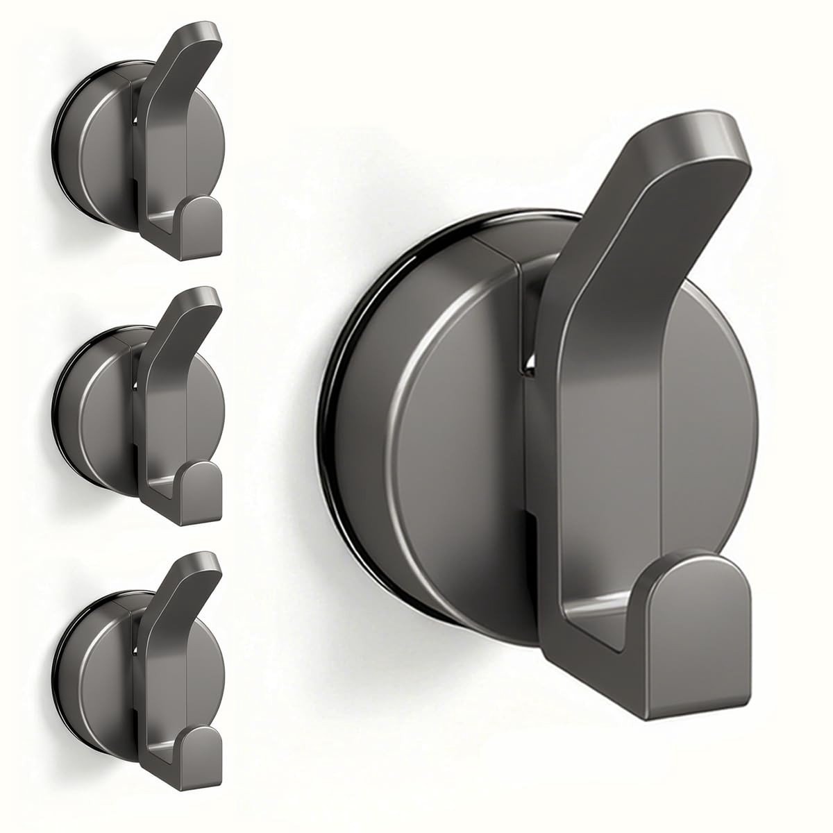 Omgoods - Set van 4 Extra Sterke Dubbele Zuignap Haken - Grijs - Zonder Boren