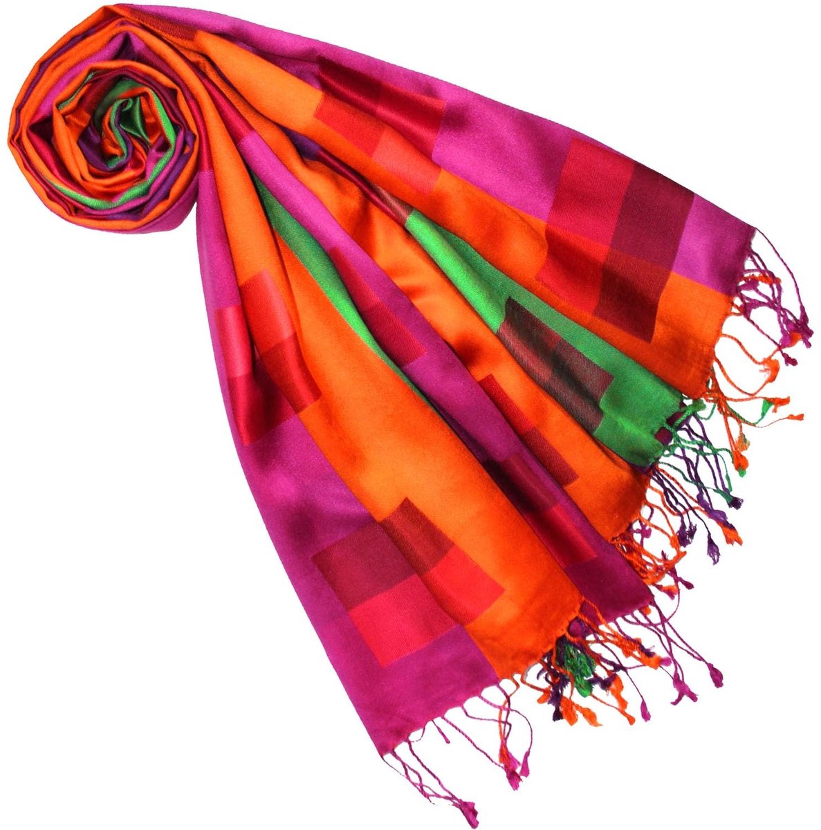 Luxe Zijde Sjaal met Jacquard Patroon