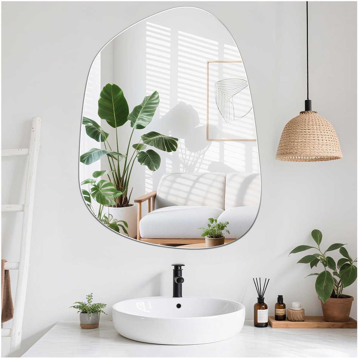 Omgoods - Asymmetrische Decoratieve Wandspiegel zonder Frame 60 x 45 cm