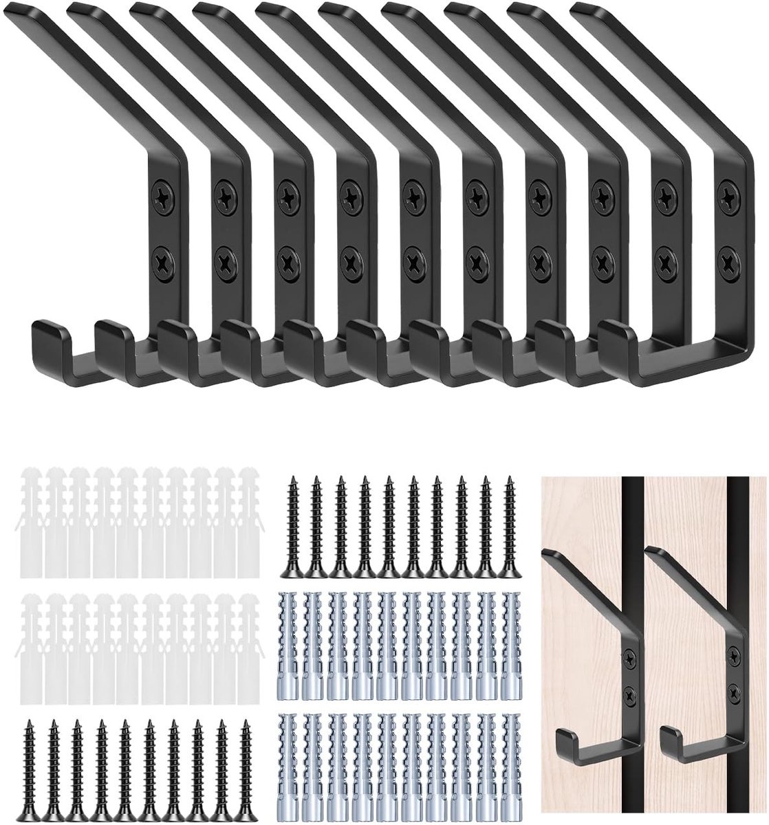 Omgoods - Set van 10 Dubbele Kledinghaken van Aluminium