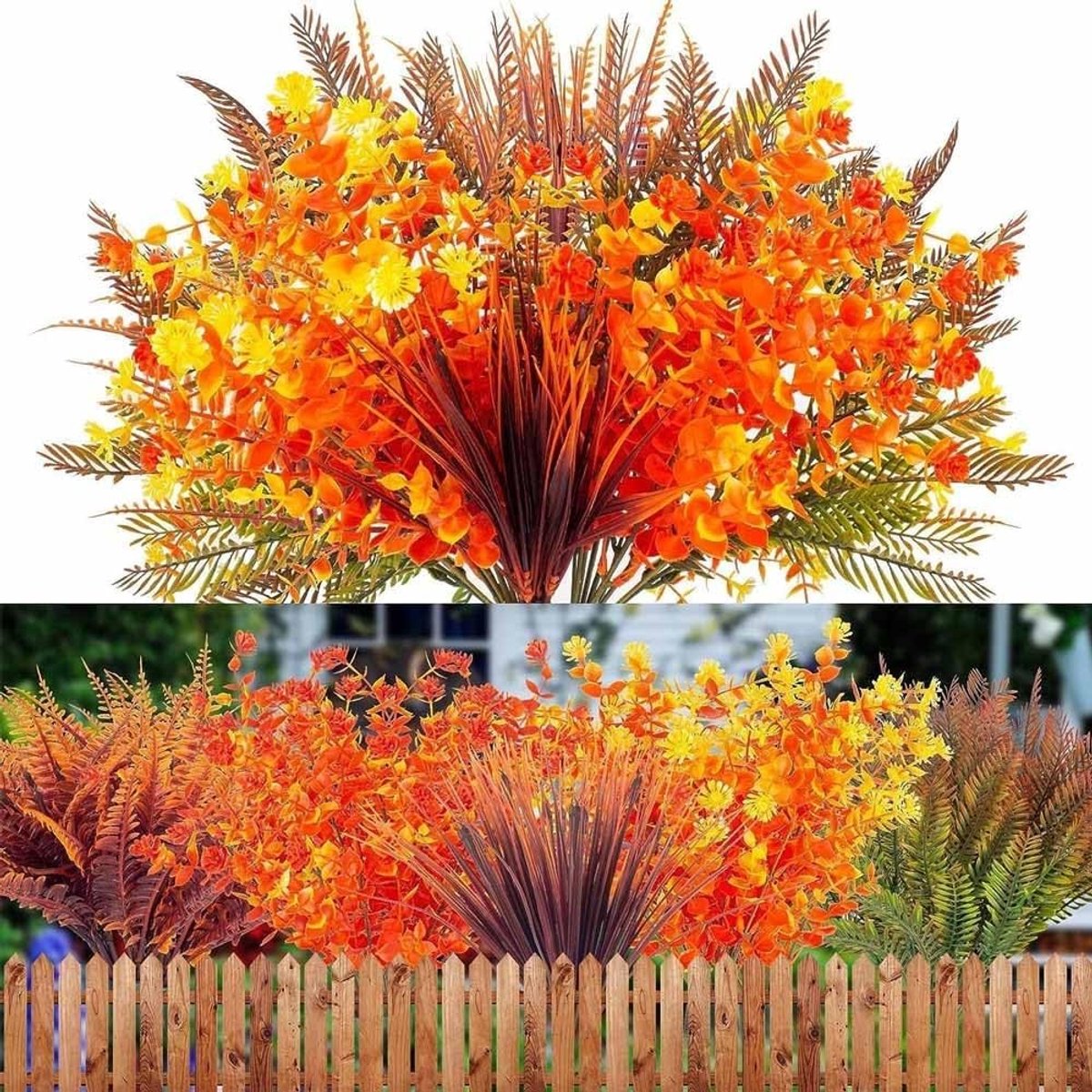 Omgoods - 20 Bundels Kunstmatige Herfstbloemen - UV Bestendig voor Tuin en Balkon