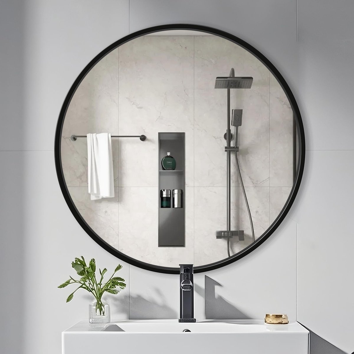 Omgoods - Ronde Wandspiegel 60 cm met Aluminium Frame