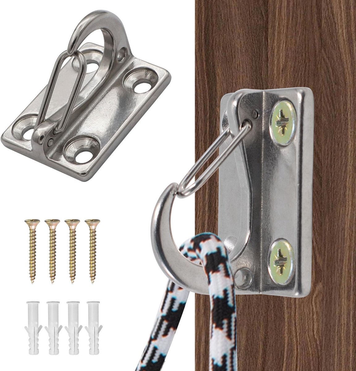 Omgoods - Set van 2 Wandhaken voor Hondenriemen van RVS