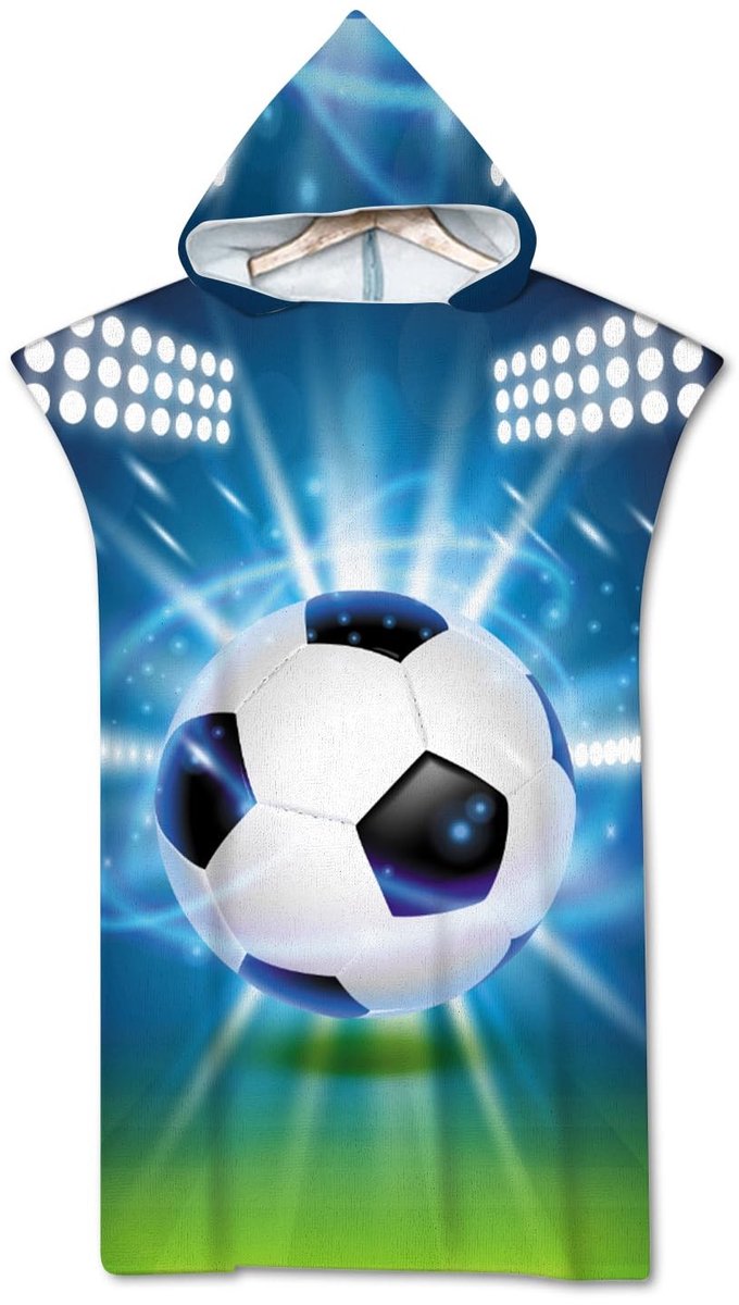 Omgoods - Football Surf Poncho 75 x 110 cm - Microvezel Badponcho voor Volwassenen