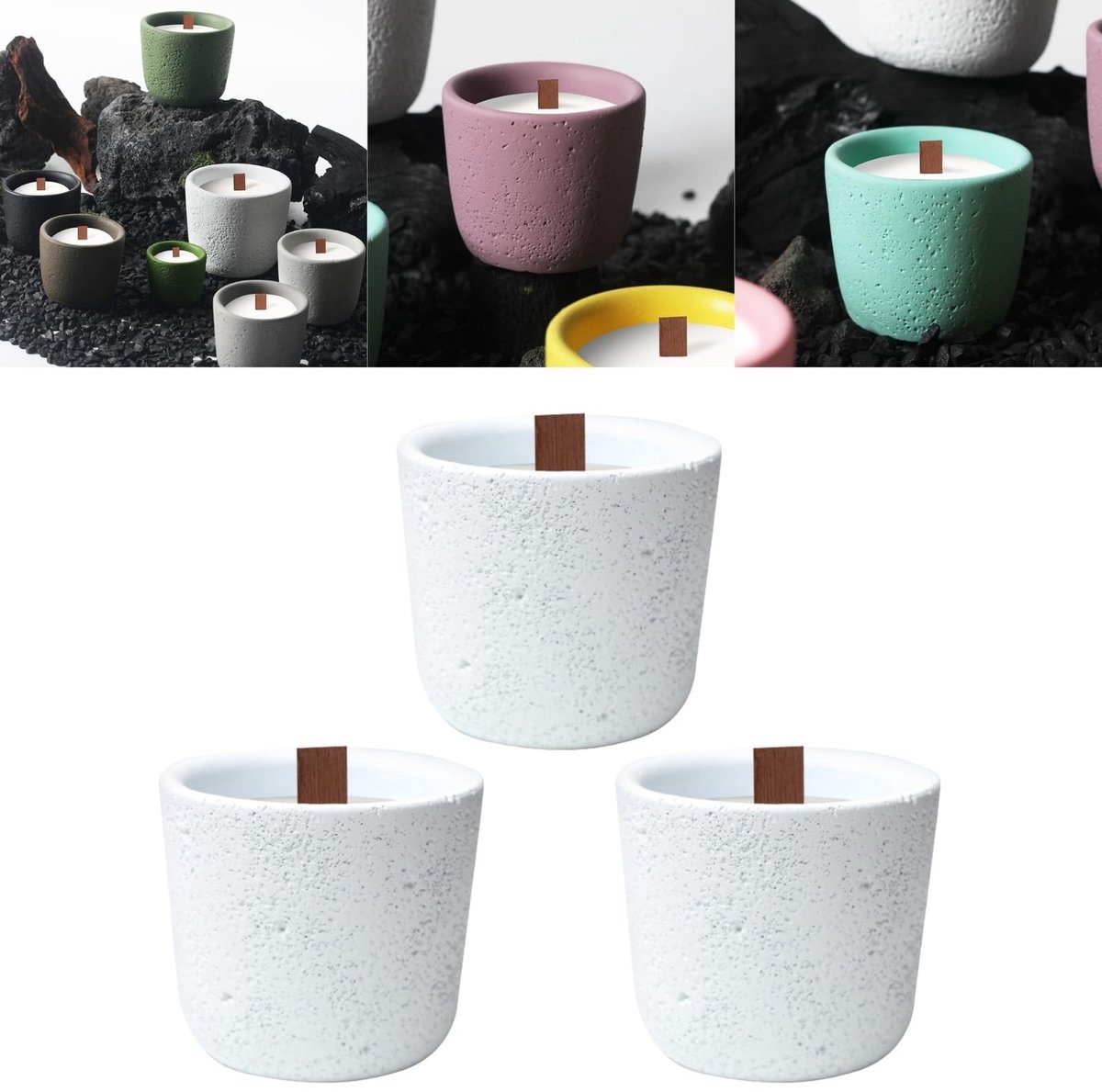 Omgoods - Set van 3 Minimalistische Betonnen Theelichthouders